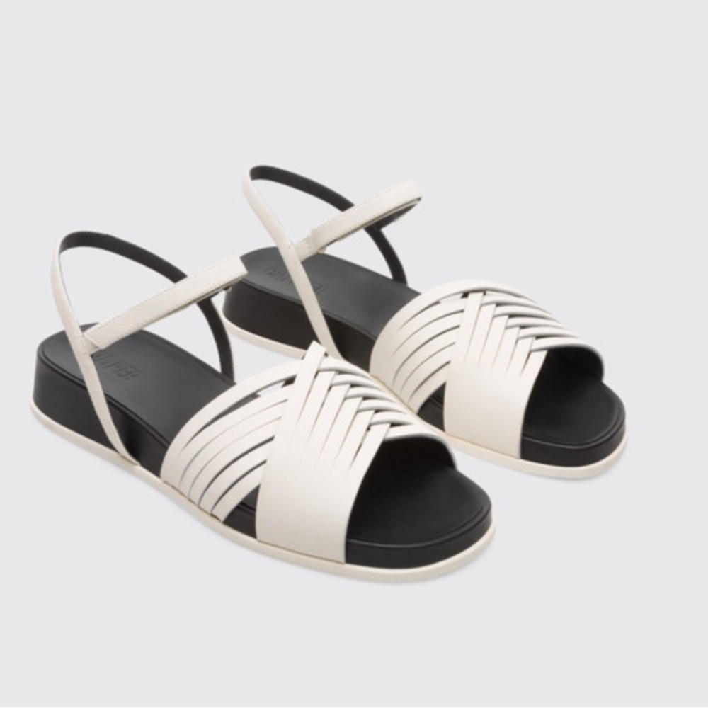Camper Antonik Off White Leather Sandals Size 38